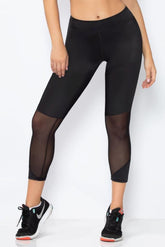 Microfiber Capri With Mesh Panels And Strappy Back Waistband - STM30152 by Seven Til Midnight